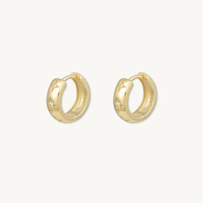 Earrings North Star Thick Huggie Earrings Camile Stone Earrings North Star Thick Huggie Earrings Camile Stone