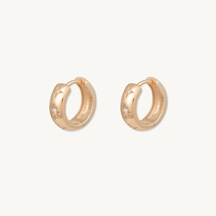 Earrings North Star Thick Huggie Earrings Camile Stone Earrings North Star Thick Huggie Earrings Camile Stone