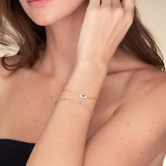 Evil Eye Pave Chain Bracelet Camile Stone Bracelets