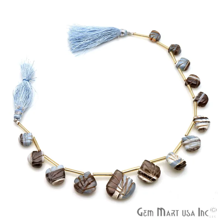 GemmartUSA Boulder Opal Heart Beads 10 Inch Gemstone Strands Drilled Strung Briolette Beads Heart Shape 12mm Necklaces