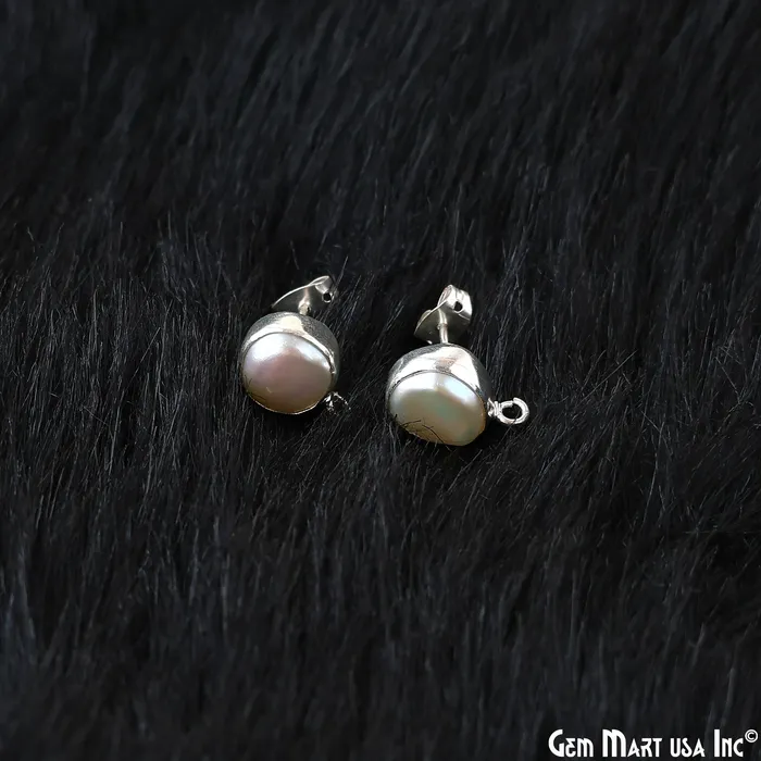 GemmartUSA Earrings DIY Pearl Organic 14x10mm Silver Electroplated Loop Connector Studs Earrings GemmartUSA Earrings DIY Pearl Organic 14x10mm Silver Electroplated Loop Connector Studs Earrings
