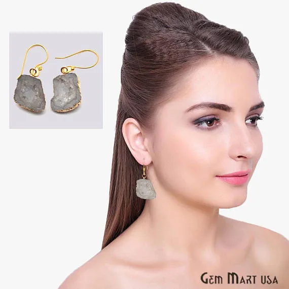 GemMartUSA Geode Druzy Dangle Earrings 22k Gold Electroplated Hook Earrings DPER90305 Earrings