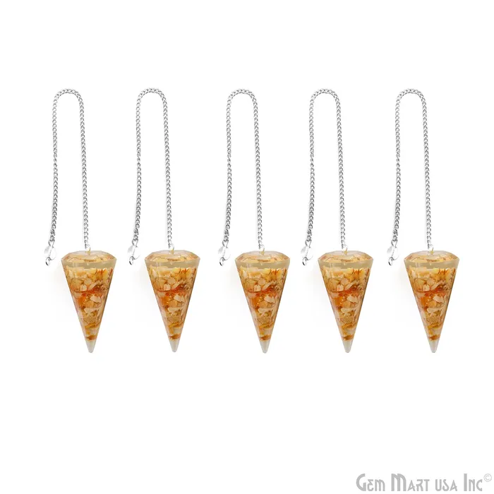 GemMartUSA Necklaces Pendulum Healing Crystal Dowsing Pendulum Wiccan Dowser Radiesthesia Silver Chain