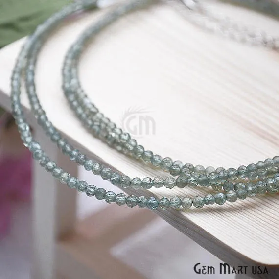 GemMartUSA Necklaces Round Tiny Gemstone Beads Silver Wire clasp Necklace