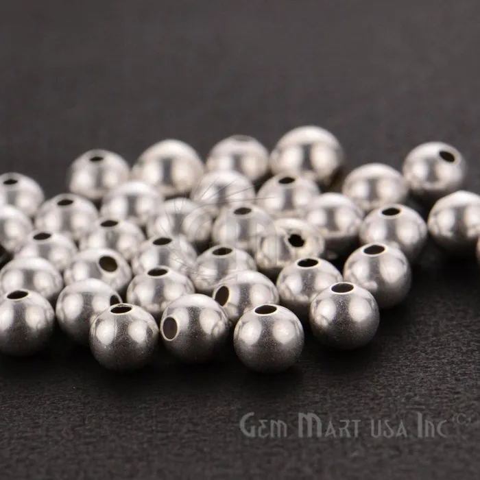 GemMartUSA Rings 10pc Lot Ball Finding 6mm Silver Plated Round Smooth Round Beads GemMartUSA Rings 10pc Lot Ball Finding 6mm Silver Plated Round Smooth Round Beads