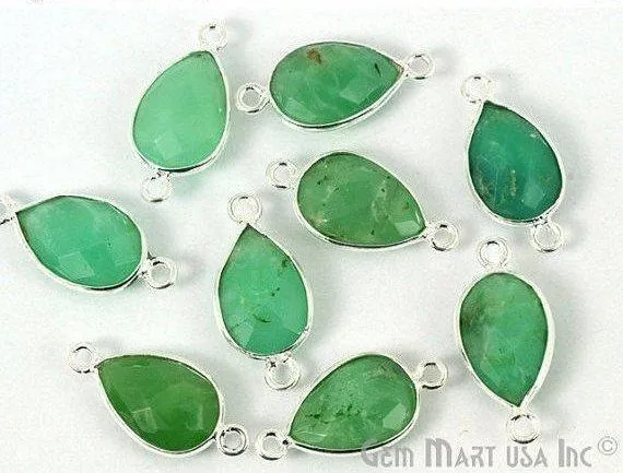 GemMartUSA Rings Pear 8x12mm Silver Bezel Double Bail Connector GemMartUSA Rings Pear 8x12mm Silver Bezel Double Bail Connector