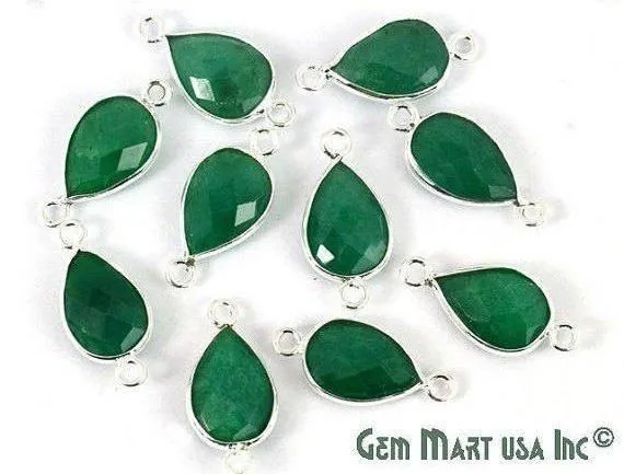 GemMartUSA Rings Pear 8x12mm Silver Bezel Double Bail Connector GemMartUSA Rings Pear 8x12mm Silver Bezel Double Bail Connector