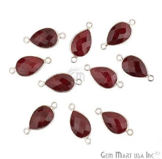 GemMartUSA Rings Pear 8x12mm Silver Bezel Double Bail Connector GemMartUSA Rings Pear 8x12mm Silver Bezel Double Bail Connector