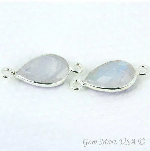 GemMartUSA Rings Pear 8x12mm Silver Bezel Double Bail Connector GemMartUSA Rings Pear 8x12mm Silver Bezel Double Bail Connector