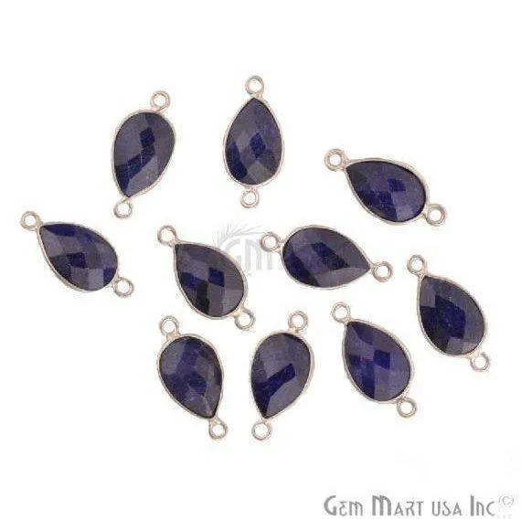 GemMartUSA Rings Pear 8x12mm Silver Bezel Double Bail Connector GemMartUSA Rings Pear 8x12mm Silver Bezel Double Bail Connector