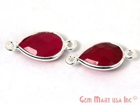 GemMartUSA Rings Pear 8x12mm Silver Bezel Double Bail Connector GemMartUSA Rings Pear 8x12mm Silver Bezel Double Bail Connector