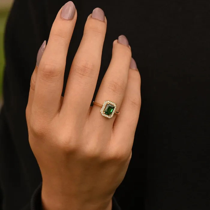 Grace Rings Square Emerald Ring 925 SILVER