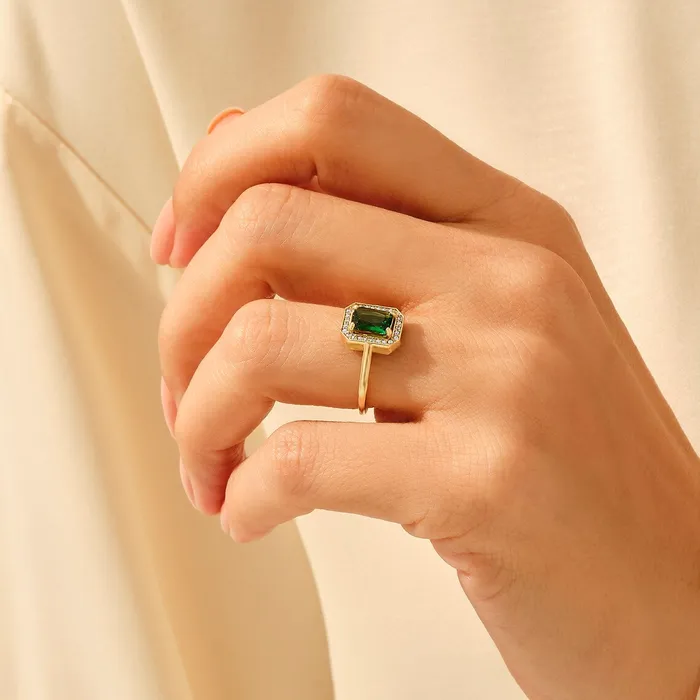 Grace Rings Square Emerald Ring 925 SILVER