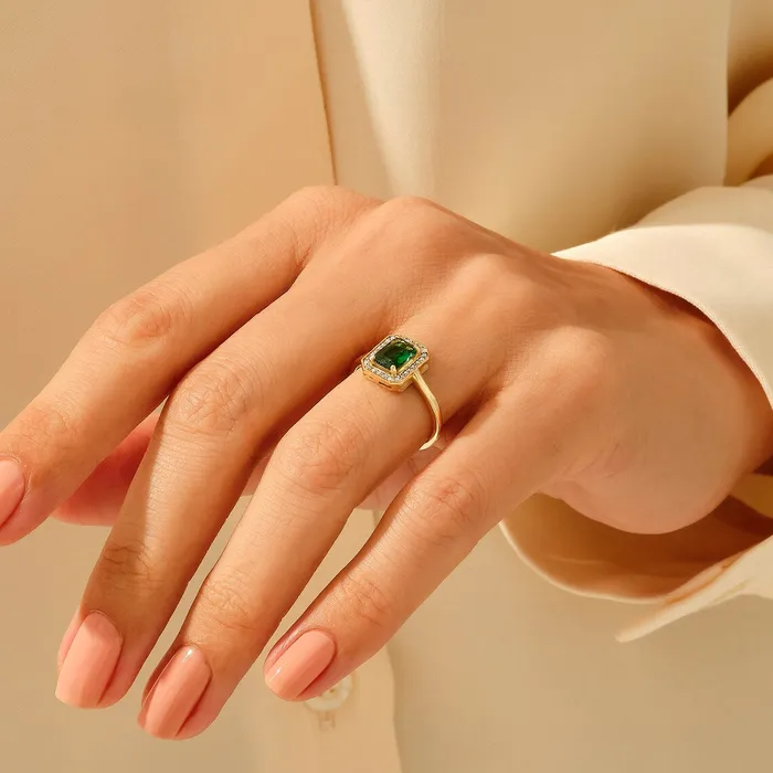 Grace Rings Square Emerald Ring 925 SILVER