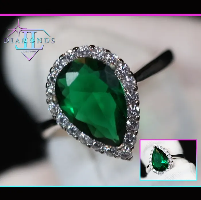 Green Diamond Ring Green Pear Cut Diamond Ring Lab Diamonds London Rings