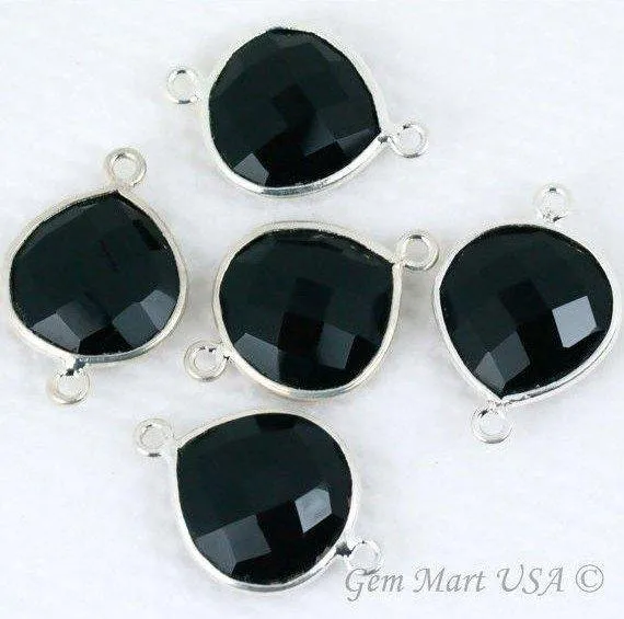 Heart 12mm Double Bail Silver Bezel Gemstone Connector GemMartUSA Rings