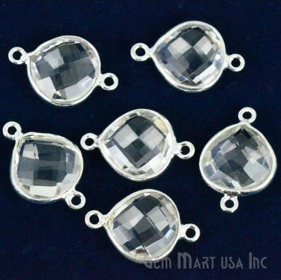 Heart 12mm Double Bail Silver Bezel Gemstone Connector GemMartUSA Rings