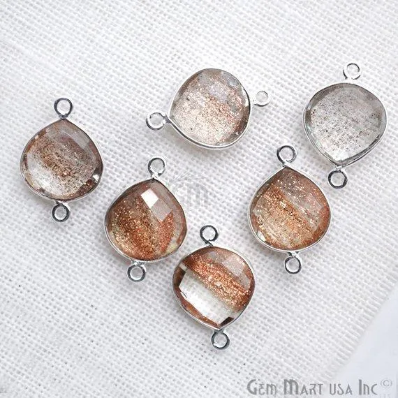 Heart 12mm Double Bail Silver Bezel Gemstone Connector GemMartUSA Rings