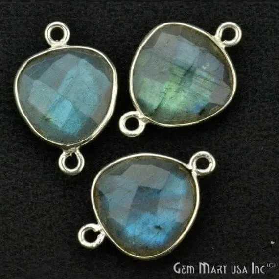 Heart 12mm Double Bail Silver Bezel Gemstone Connector GemMartUSA Rings