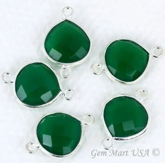 Heart 12mm Double Bail Silver Bezel Gemstone Connector GemMartUSA Rings