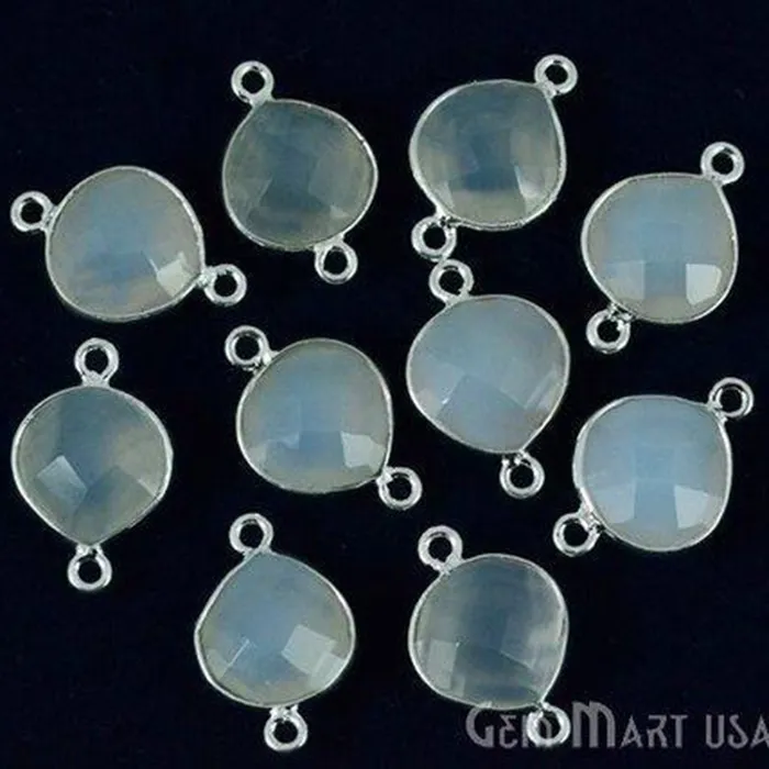 Heart 12mm Double Bail Silver Bezel Gemstone Connector GemMartUSA Rings