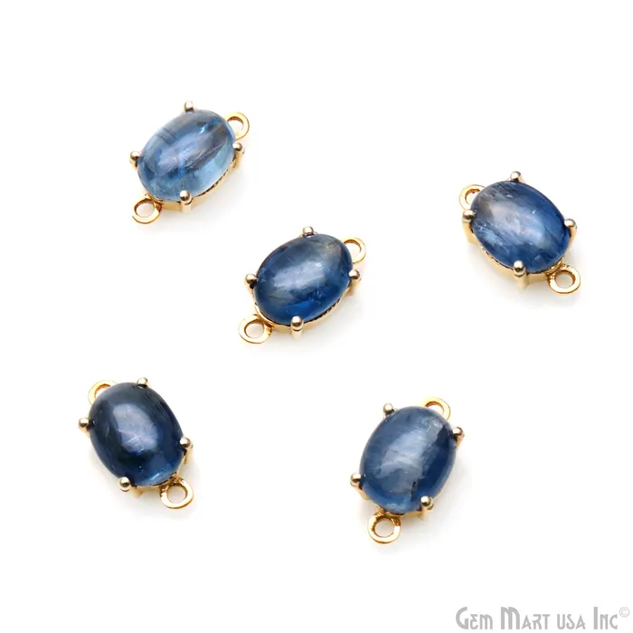 Kyanite Gemstone Oval 7x9mm Prong Setting Gold Plated Connector GemMartUSA PreStyled Sets