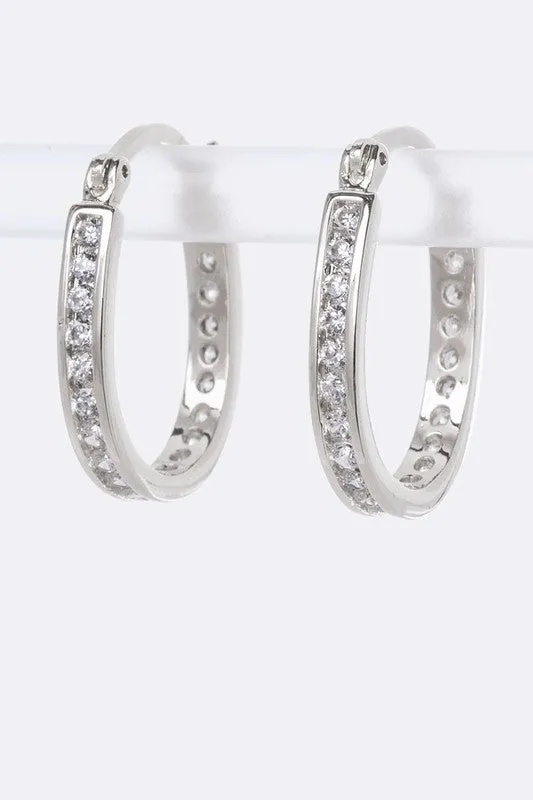 LA Jewelry Plaza Earrings Petite CZ Oval Hoop Earrings