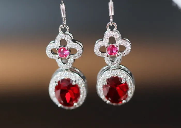 Lab Diamonds London Earrings Red Gemstone Earrings Womens Ruby Earrings Red Diamond Earrings