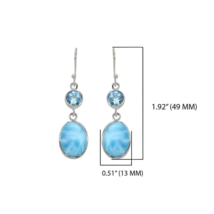 Larimar Blue Topaz Solid 925 Sterling Silver Dangle Earrings Jewelry YoTreasure Earrings
