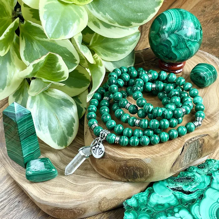 Lily Rose Jewelry Necklaces LAST 1 Malachite Heart Activation Universal Flow Limited Premium Collection 108 Stretch Mala Necklace Bracelet