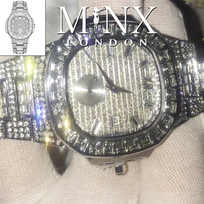 Minx London Baguette Watch Iced Watch Diamond Watch Buss Down Watch Watches
