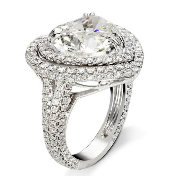 Minx London Heart Ring Heart Rings Iced Out Heart Ring Halo Ring Double Halo Ring Heart Shape Ring Womens Diamond ring Diamond Heart Ring Rings