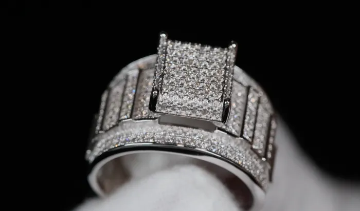 Moissanite Iced Ring Big Iced Out Ring Moissanite Hip Hop Ring Lab Diamonds London Rings