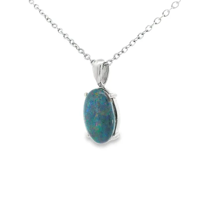 Necklaces Australian Opal Cutters Australian Opal Triplet Pendant set in Stainless Steel
