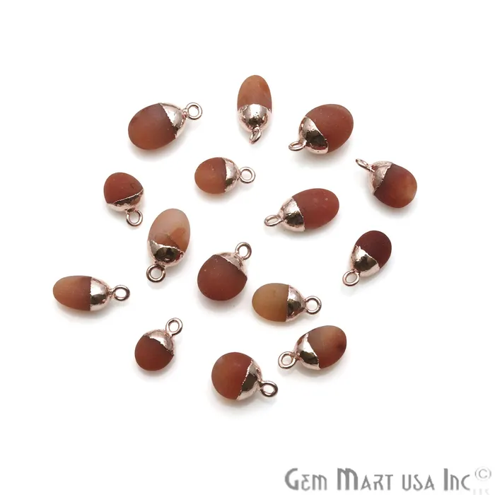 Necklaces GemMartUSA Carnelian Matte Beads Free Form 15x8mm Rose Gold Electroplated Single Bail Pendant Connector