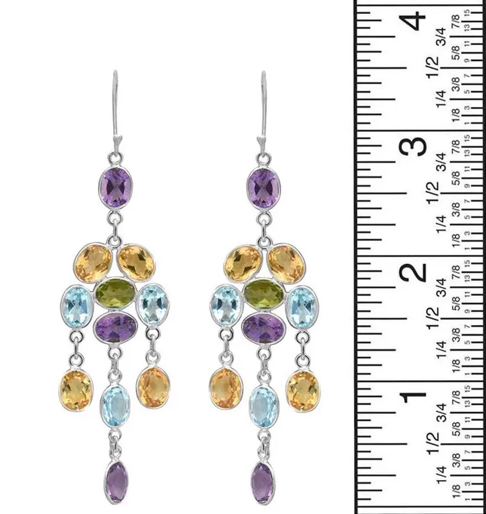 Peridot Amethyst Citrine Blue Topaz 925 Sterling Silver Chandelier Earrings Jewelry YoTreasure Earrings