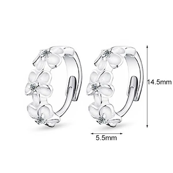 Personalized Jewel Earrings Elegant Flower Cubic Zirconia Hoop Earring Rhodium Plated Vivid Ear Stud for Women Ideal Gift for Her