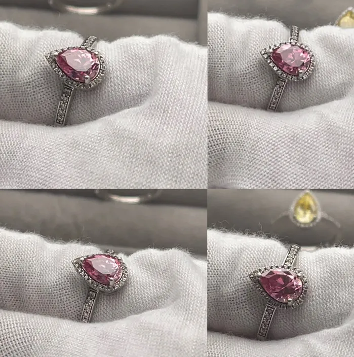 Pink Moissanite Diamond Engagement Ring 15 CT Ring Pink Diamond Engagement Ring Pink Diamond Ring Moissanite Ring Teardrop Ring Minx London Rings