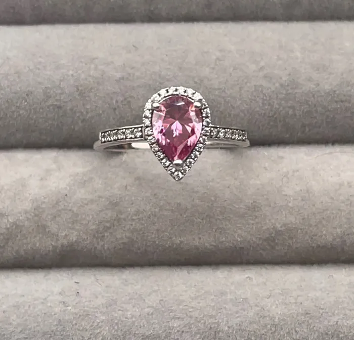 Pink Moissanite Diamond Engagement Ring 15 CT Ring Pink Diamond Engagement Ring Pink Diamond Ring Moissanite Ring Teardrop Ring Minx London Rings