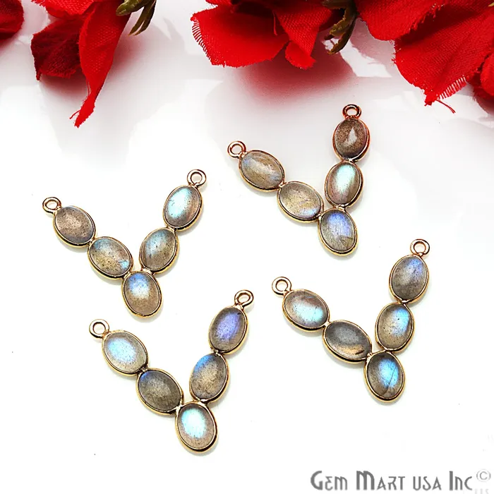 PreStyled Sets DIY Labradorite Gold Plated 30x25mm V Chandelier Finding Component GemmartUSA