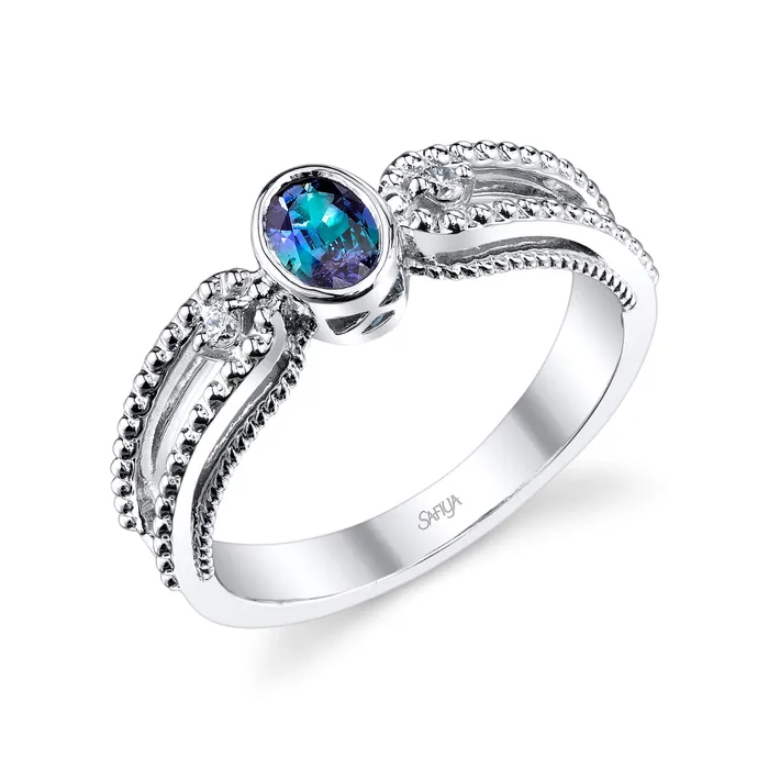Quiet Adoration 14K White Gold Natural Alexandrite Ring Safiya Jewels Rings