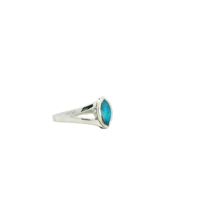 Rings Australian Doublet Opal Ring Set in Sterling Silver Australian Opal Cutters