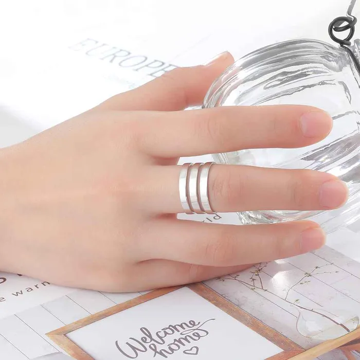 Rings customjewelryan Personalized Stainless Steel Stackable Ring Engrave Three Custom Name Customized Family Gift