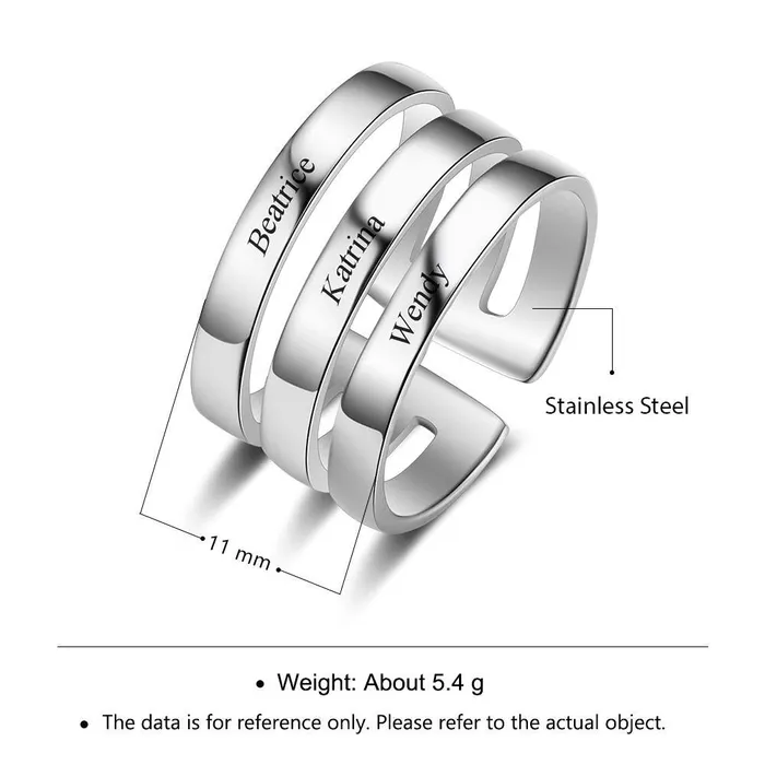 Rings customjewelryan Personalized Stainless Steel Stackable Ring Engrave Three Custom Name Customized Family Gift