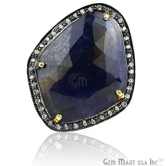 Rings GemMartUSA Blue Sapphire Cz Pave Diamond Ring Gold Vermeil Prong Setting Gemstone Gift Diamond Ring CZRG12149 Rings GemMartUSA Blue Sapphire Cz Pave Diamond Ring Gold Vermeil Prong Setting Gemstone Gift Diamond Ring CZRG12149