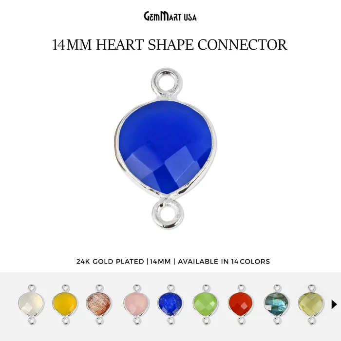 Rings GemMartUSA Heart 14mm Double Bail Silver Bezel Gemstone Connector
