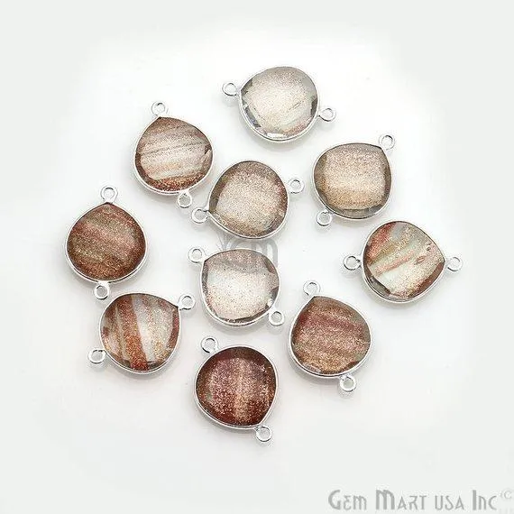 Rings GemMartUSA Heart 14mm Double Bail Silver Bezel Gemstone Connector Rings GemMartUSA Heart 14mm Double Bail Silver Bezel Gemstone Connector