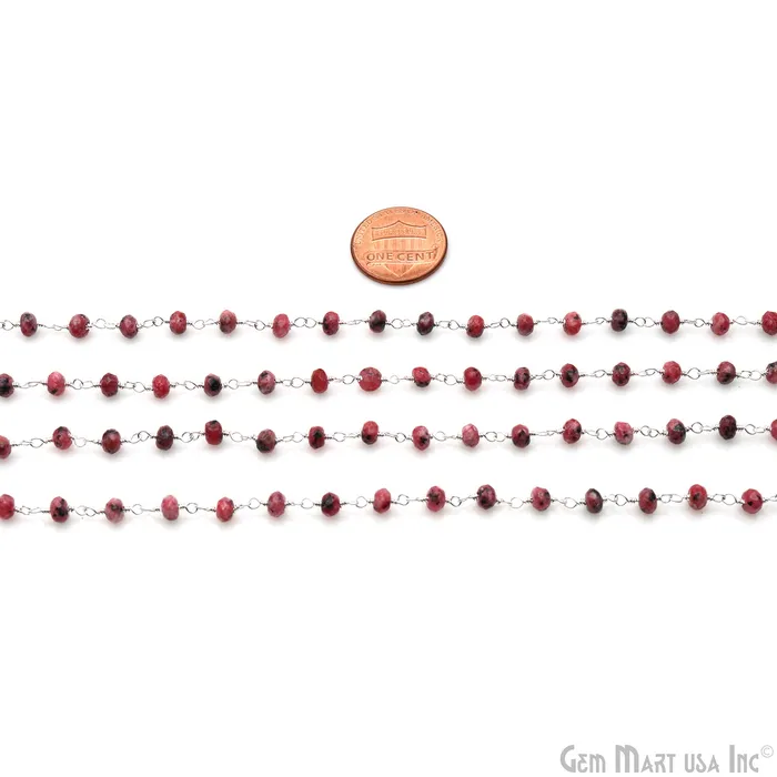 Rings GemMartUSA Rhodochrosite Jade 4mm Faceted Beads Silver Plated Wire Wrapped Rosary Rings GemMartUSA Rhodochrosite Jade 4mm Faceted Beads Silver Plated Wire Wrapped Rosary