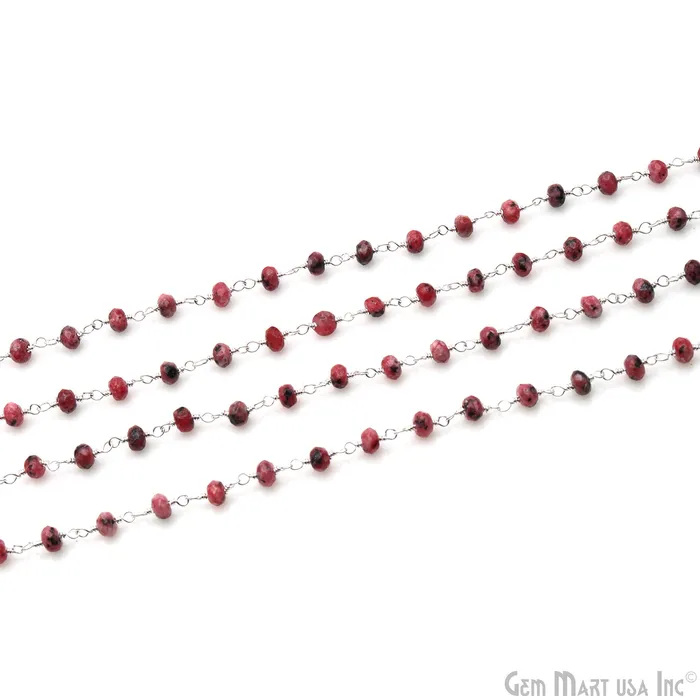 Rings GemMartUSA Rhodochrosite Jade 4mm Faceted Beads Silver Plated Wire Wrapped Rosary Rings GemMartUSA Rhodochrosite Jade 4mm Faceted Beads Silver Plated Wire Wrapped Rosary