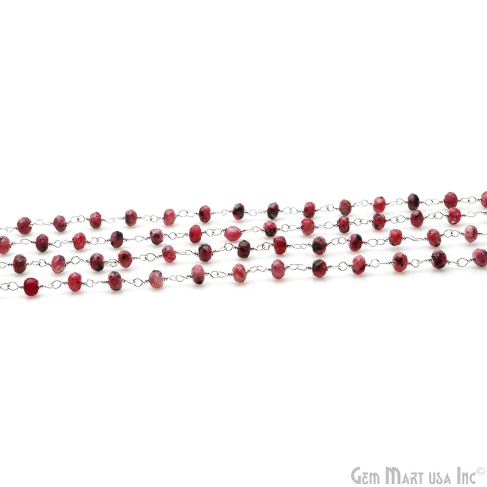 Rings GemMartUSA Rhodochrosite Jade 4mm Faceted Beads Silver Plated Wire Wrapped Rosary Rings GemMartUSA Rhodochrosite Jade 4mm Faceted Beads Silver Plated Wire Wrapped Rosary